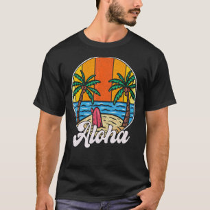 Camiseta Aloha Hawaii Havaiano Para Meninas Palm Tree Su