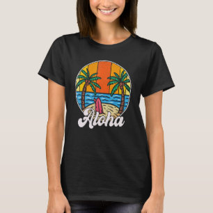 Camiseta Aloha Hawaii Havaiano Para Meninas Palm Tree Su