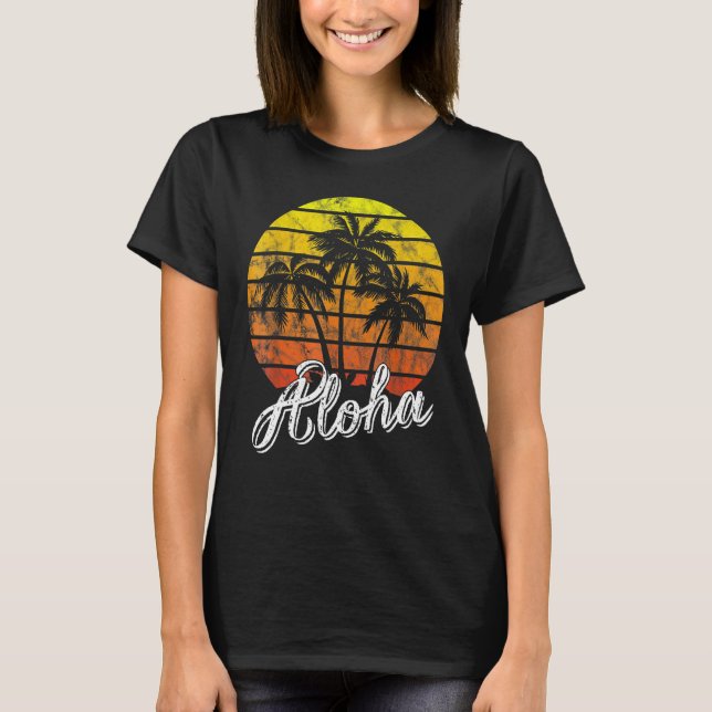Camiseta Aloha Hawaii Hawaiian Beach Summer Vacation Sunset (Frente)