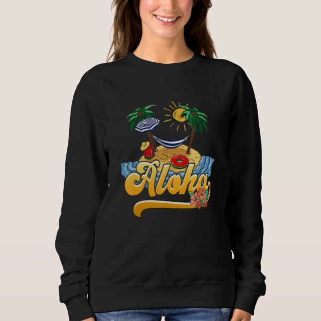 Camiseta Aloha Hawaii Hawaiian Island Palm Trees Beach Vaca (Frente)