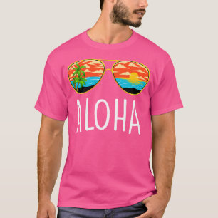 Camiseta Aloha Hawaii Ilha Havaiana Óculos de Sol Palmeiras