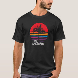 Camiseta Aloha Hawaii, Ilha Havaiana Palm Tree Beach Vint