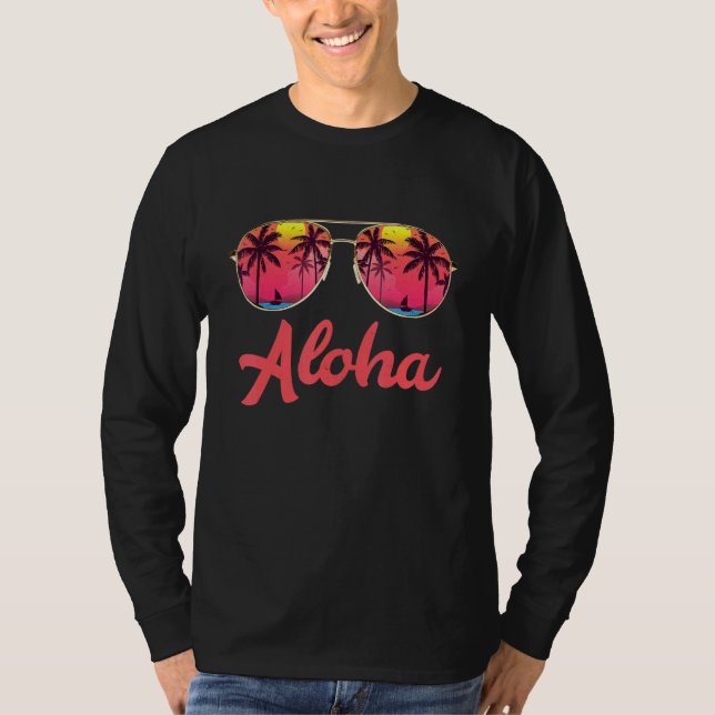 Camiseta Aloha Hawaii Ilha Hawaii Palm Tree Beach Surfb (Frente)