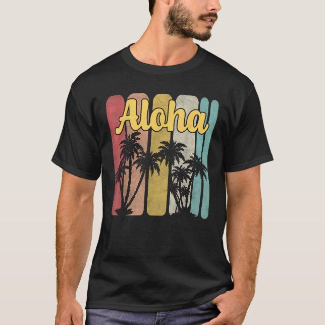 Camiseta Aloha Hawaii Ilha Hawaii Palm Tree Summer Trop (Frente)