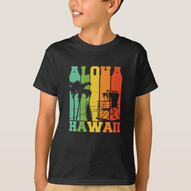 CAMISETA ALOHA HAWAII RETRO COLORIDO (Frente)