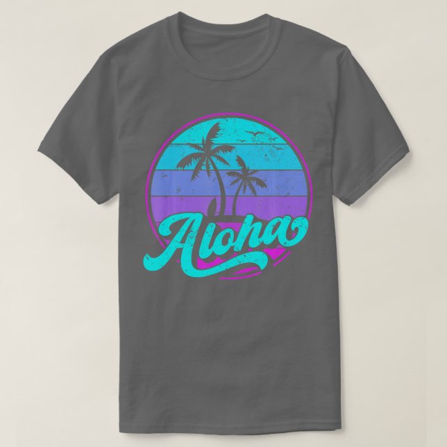 Camiseta Aloha Hawaii Retro Vintage Sunset (Frente do Design)