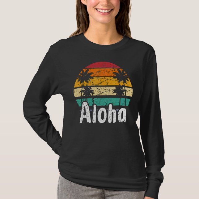 Camiseta Aloha Hawaii Surfing Retro Sunset 14 (Frente)