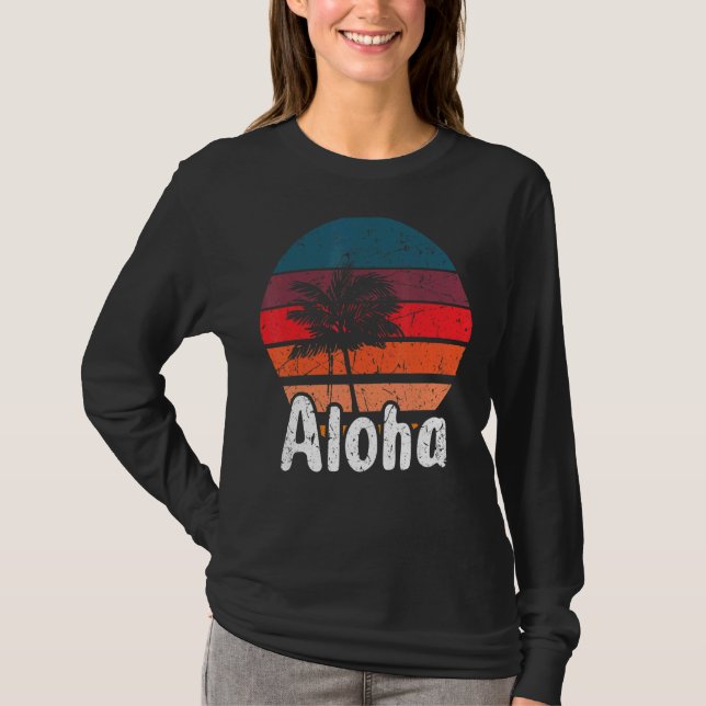 Camiseta Aloha Hawaii Surfing Retro Sunset 28 (Frente)