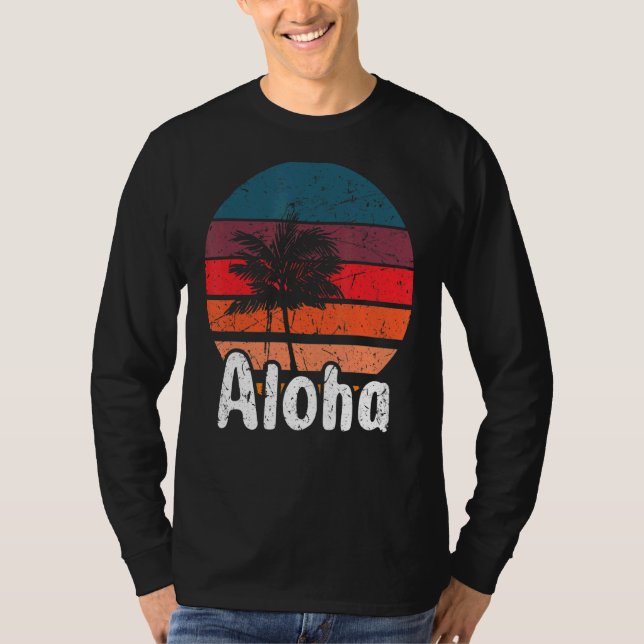 Camiseta Aloha Hawaii Surfing Retro Sunset 28 (Frente)
