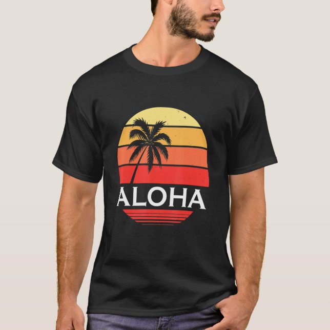 Camiseta Aloha Hawaii Tiki Retro Vintage Maui Ohana (Frente)