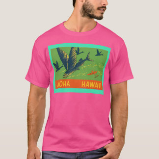 Camiseta Aloha Hawaii Voando Peixes Vintage Posto do Mundo 