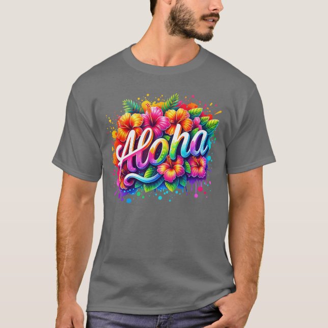 Camiseta Aloha Hello Summer Hawaii Beach Summer Vacation Fa (Frente)