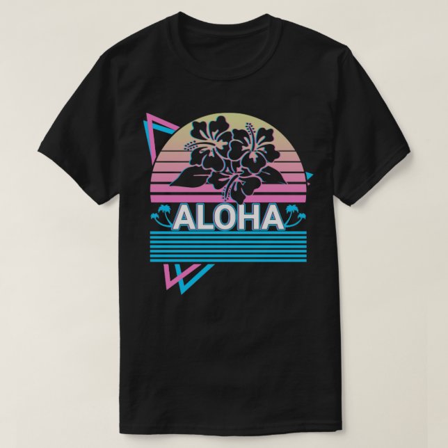 Camiseta Aloha Hibiscus Hawaii Flower Retro Gift (Frente do Design)