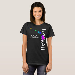 CAMISETA ALOHA - ILHAS HAWAII NEON RAINBOW