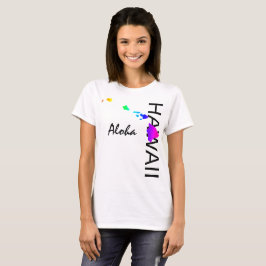 CAMISETA ALOHA - ILHAS HAWAII NEON RAINBOW