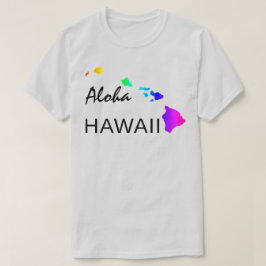 CAMISETA ALOHA - ILHAS HAWAII NEON RAINBOW