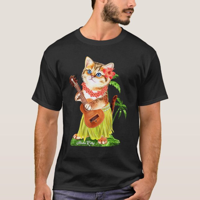 Camiseta Aloha Kitten Hula Summer Cute (Frente)