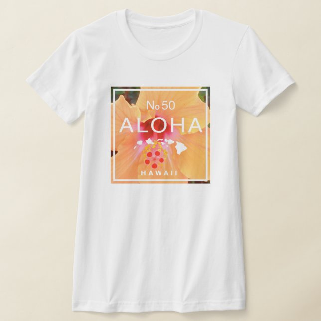 Camiseta Aloha n.o 50 Orange Hibiscus (Postura )