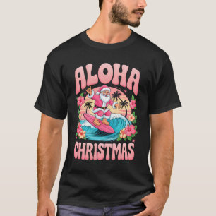 Camiseta Aloha Natal Papai Noel Surfando Mele Havaiano