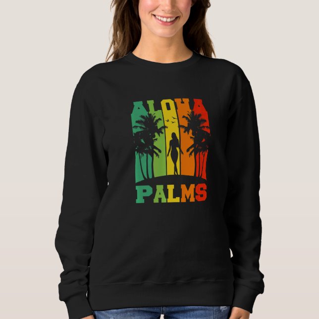 Camiseta Aloha Palms Tropical Island Tiki Party Hawaii (Frente)