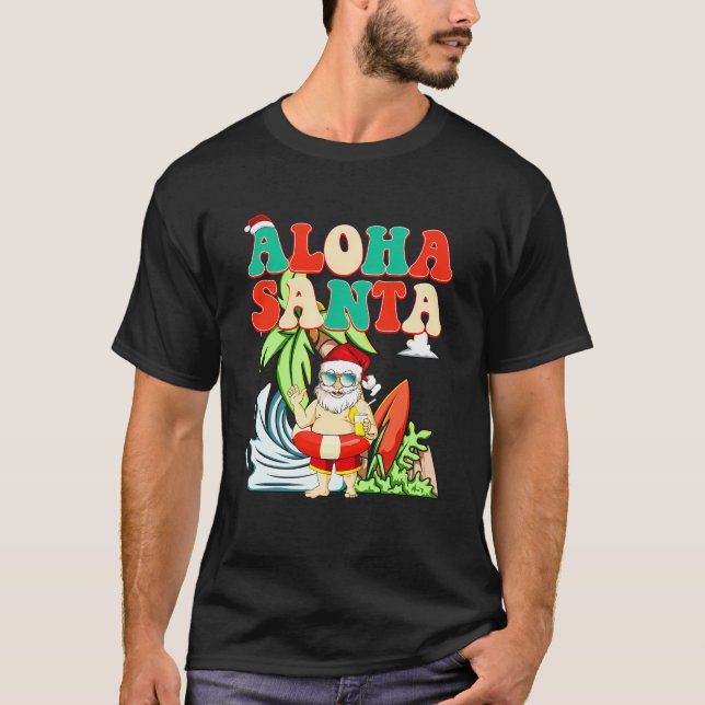 Camiseta Aloha Papais noeis Tropicais Em Julho (Frente)