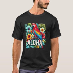 Camiseta Aloha Parrot Tropical Bird Vacing Beach Flower H