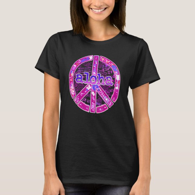 Camiseta Aloha Peace Sign Pink Design (Frente)