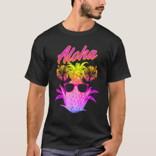 Camiseta Aloha Pineapple Sunglass Hawaiai Beach Summer V