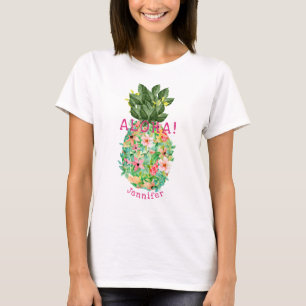 Camiseta Aloha Pineapple Tropical Floral Personalizada