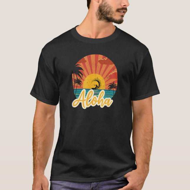 Camiseta Aloha Retro sunset aloha tee (Frente)