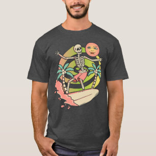 Camiseta Aloha Skeleton Surfing Surf Wave & Moon Grap