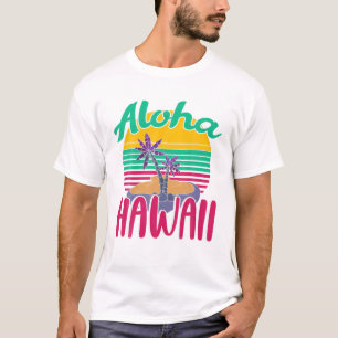Camiseta Aloha Summer Vacing Palmeiras Tropicais Retro Ha