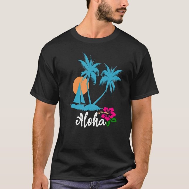 Camiseta Aloha Tiki Party Hawaiian Luaus Family Vacations B (Frente)