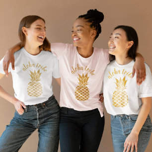 Camiseta Aloha Tribe Havaiana Dourada Pineapple Bridesmaid