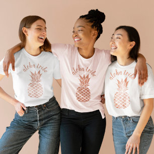 Camiseta Aloha Tribe Hawaii Rosa Dourado Pineapple Bridesma
