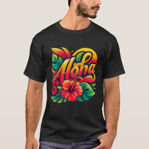 Camiseta Aloha Tropical Flor Havaí Vacina Summer Beach