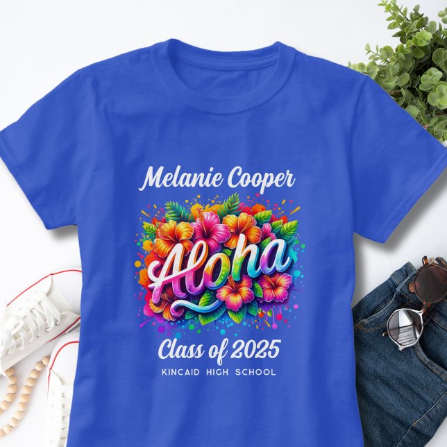 Camiseta Aloha Tropical Luau Graduação (Criador carregado)