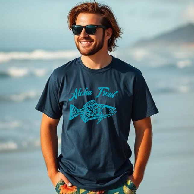 Camiseta Aloha Trout-Fish Style (Aloha Trout-Hawaiian t shirt-Tropical-Summer T shirt-Beachcore-surfer- Fisherman Core)