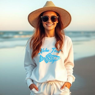 Camiseta Aloha Trout-Havaí-Pescador Core-Blue
