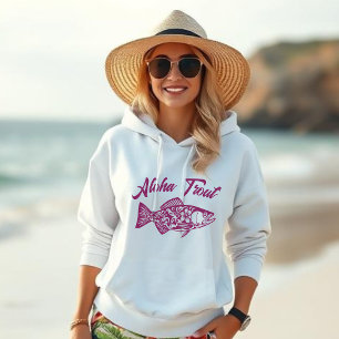 Camiseta Aloha Trout Hawaiai Pescador Cor do Vinho Núcleo