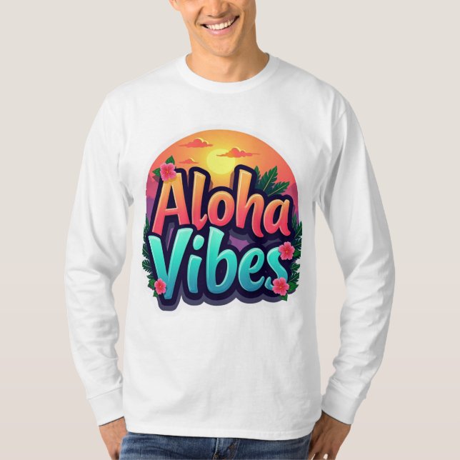 Camiseta Aloha Vibes Unisex Long Sleeve (Frente)