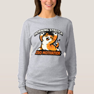 Camiseta Alongamento Matinal, Gato Sem Motivação