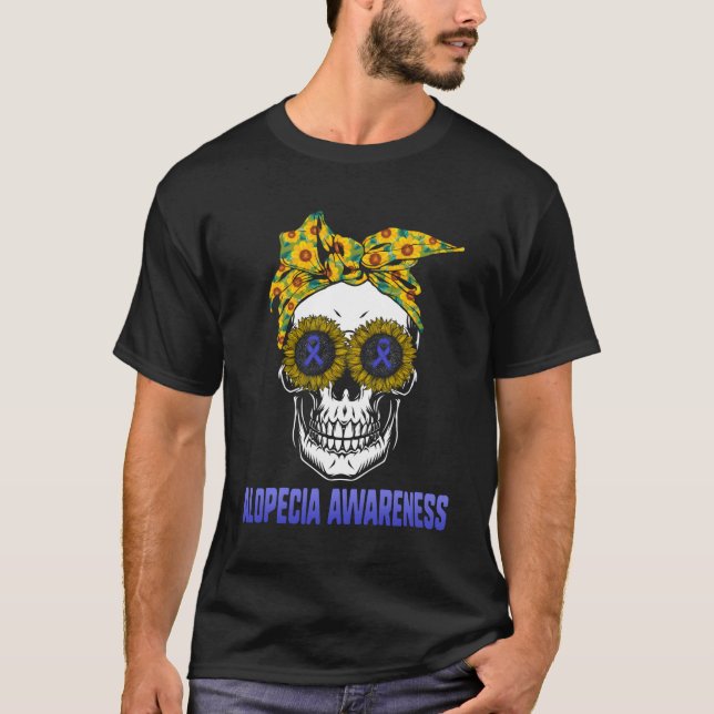 Camiseta Alopécia Consciência Azul Cabelo de Fita Perda Dér (Frente)