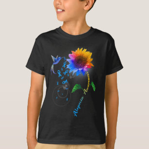Camiseta Alopecia Consciência Blue Sunflower Hummingbird