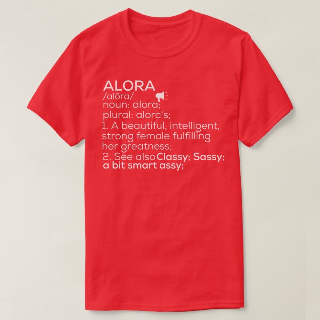 Camiseta Alora Nome Alora Definição Alora Nome Feminino Alo (Frente do Design)