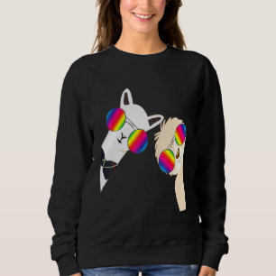 Camiseta Alpaca Animal Amigo Bff Óculos arco-íris Llama Slo