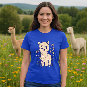 Camiseta Alpaca Bebê e Flores Silvestres