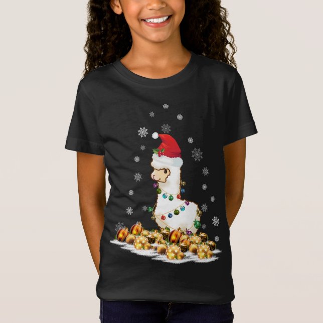 Camiseta Alpaca com Santa Hat Natal Alpaca (Frente)