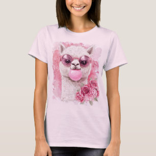 Camiseta Alpaca Cuta - Bubblegum Llama com Sunglas