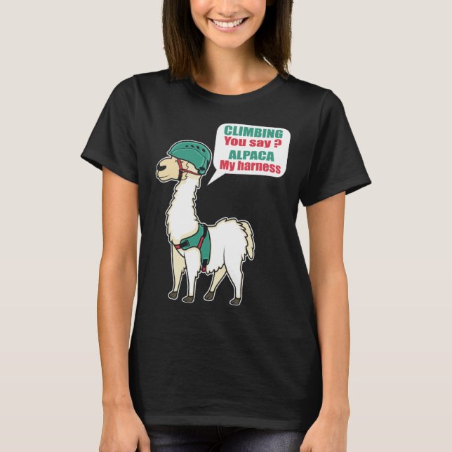 Camiseta Alpaca Escalando Montanhista E Fã de Alpaca (Frente)